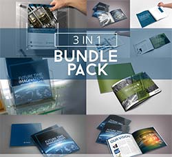 indesign模板－商业手册模板(3套)：Bundle 3x Brochure Multiformat
